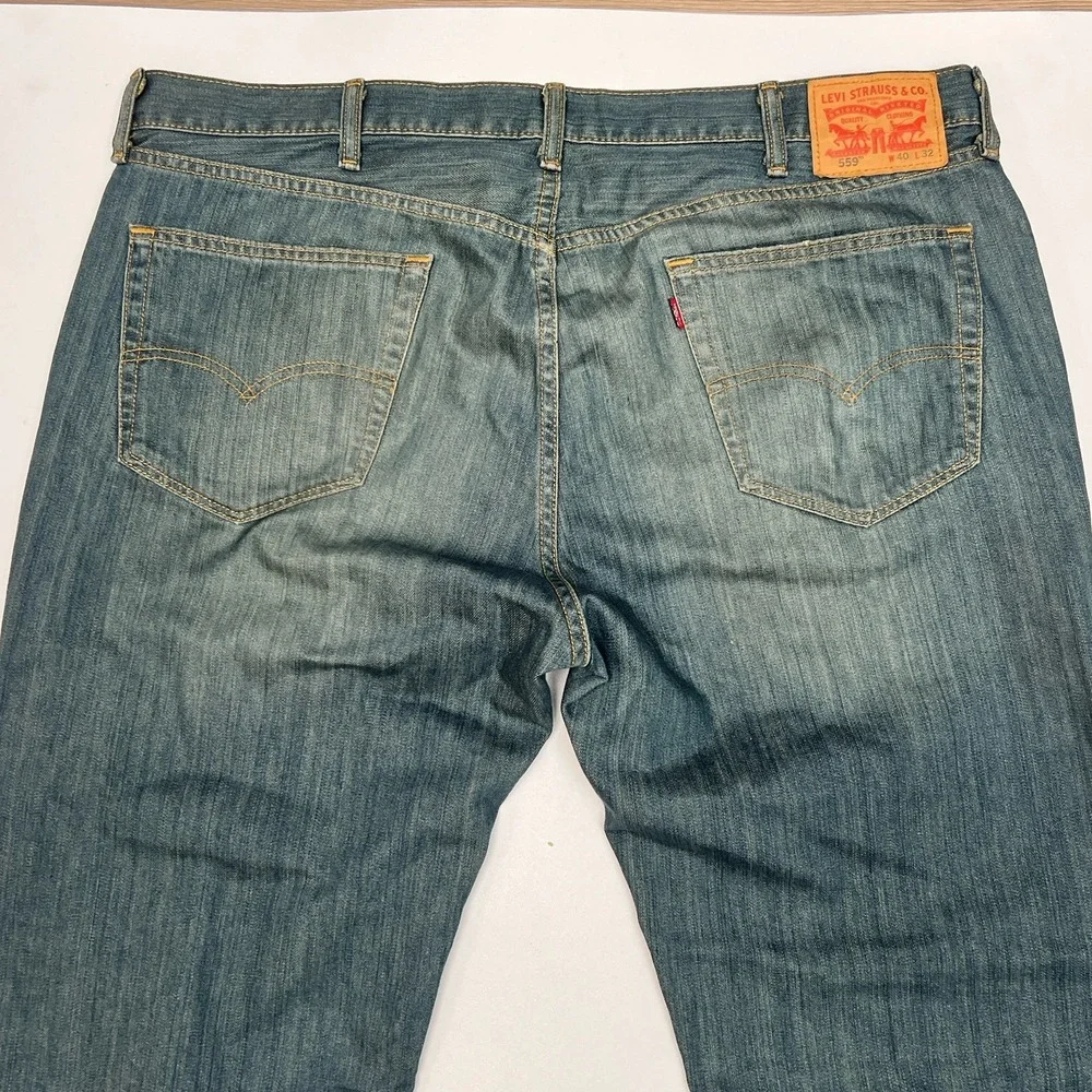 Levis 559 Jeans Mens 40x32 Blue Relaxed Straight Fit Denim Medium Wash Casual